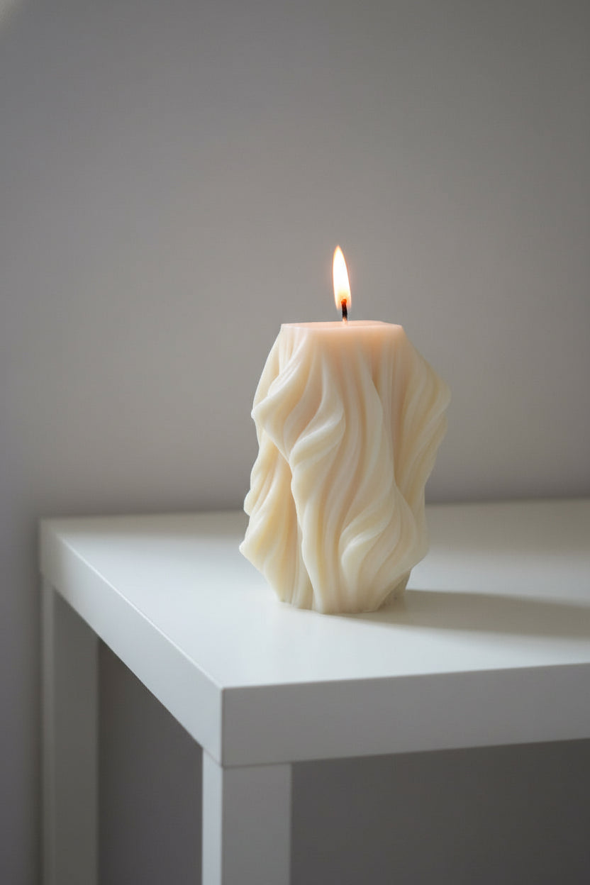 Χειροποίητο Φυτικό Κερί Με Κυματιστό Σχέδιο