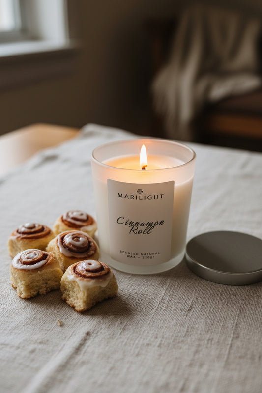 Αρωματικό Φυτικό Κερί Cinnamon Roll σε Ποτήρι με Ασημί Καπάκι