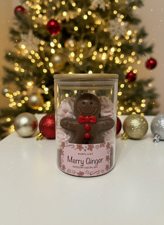 Χριστουγεννιάτικο Αρωματικό Φυτικό Κερί “ Merry Ginger ”